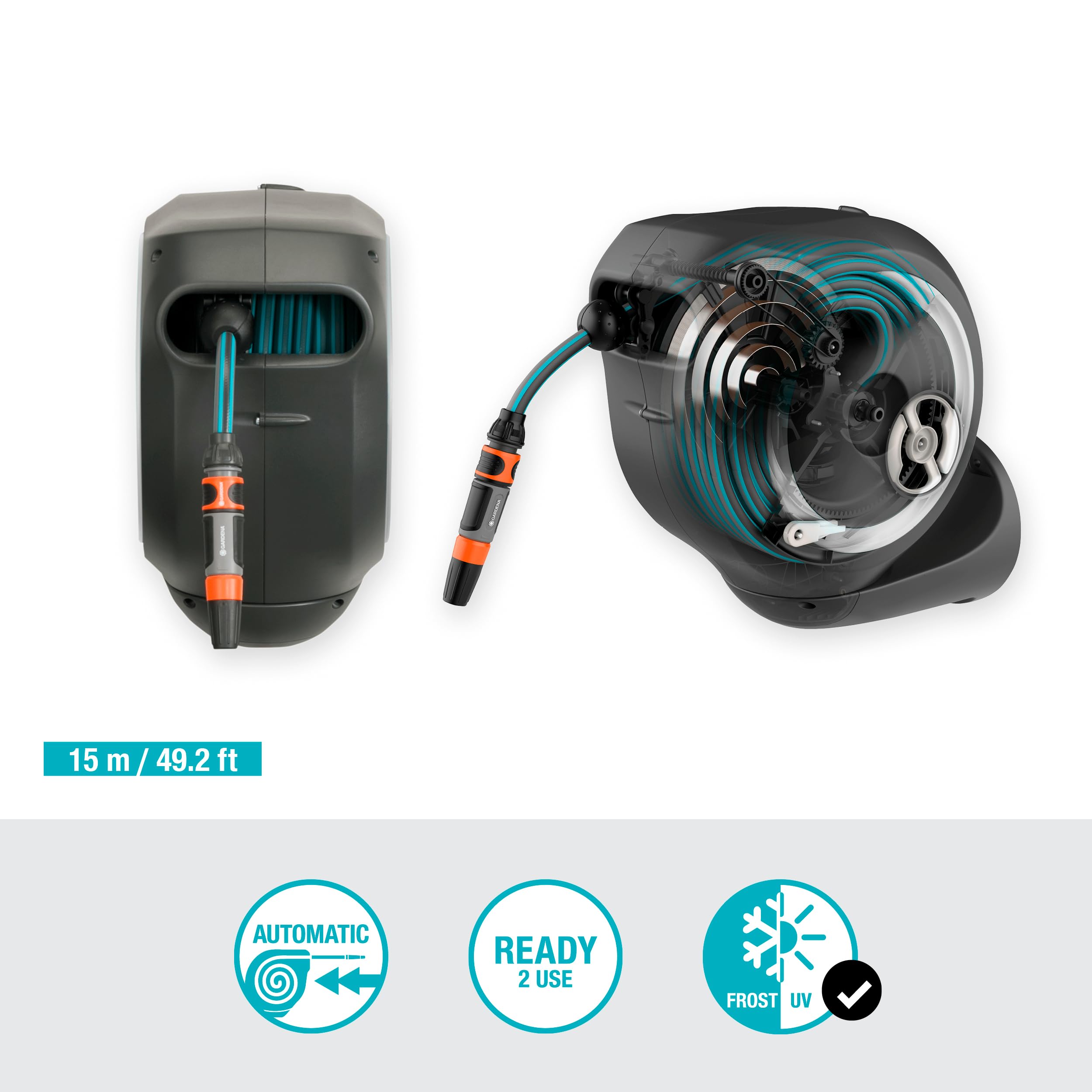 Amazon.com : Gardena Rollup S Wall Hose Box 15 m, Turquoise